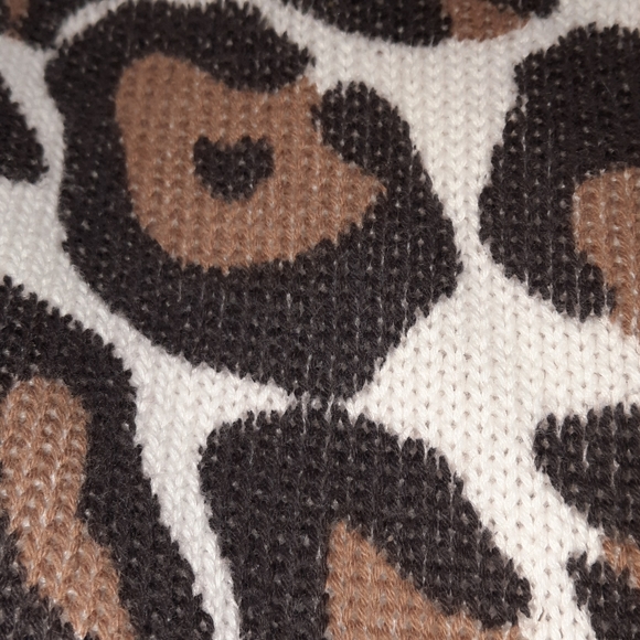 SMYMuMu Back Zip Crewneck Sweater Cotton Brown White Oversized M 8 10 - Picture 6 of 10